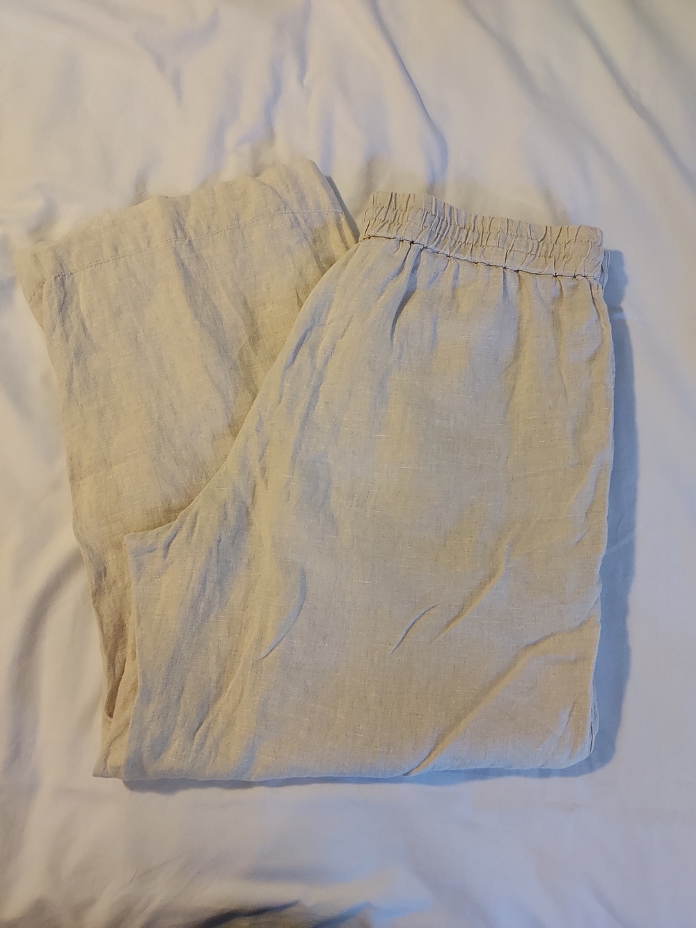 J.Crew Linen Drawstring Seaside Wide Leg Linen Pants Beige Large Tall - Picture 9 of 9